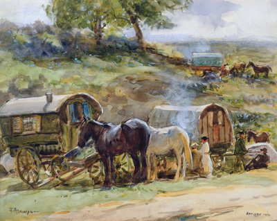 Campamento gitano, Appleby, 1919 de John Atkinson